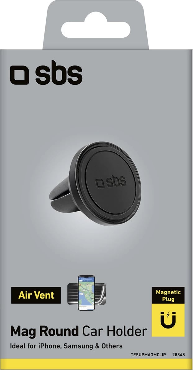 Mbajtës magnetik për celular SBS TESUPMAGMCLIP, për ventilator të makinës, i zi Mbajtës magnetik për celular SBS TESUPMAGMCLIP, për ventilator të makinës, i zi
