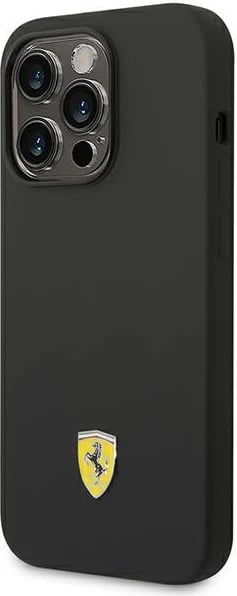 Mbështjellës Ferrari FEHCP14LSIBBK për iPhone 14 Pro 6.1", silikon, Metal Logo, zi