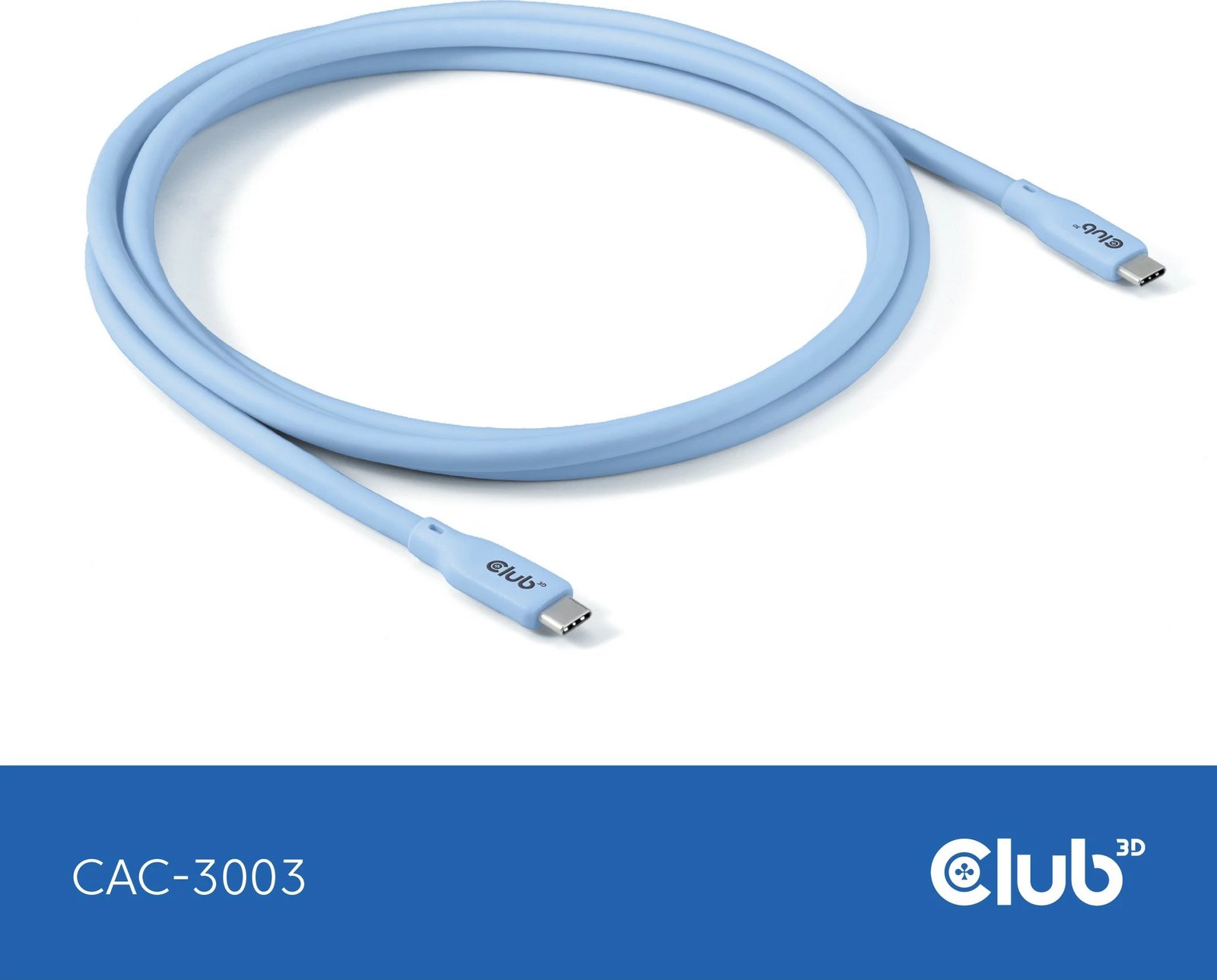Kabllo USB-C Club3D CAC-3003, 2m, 240W, 20Gbps, blu