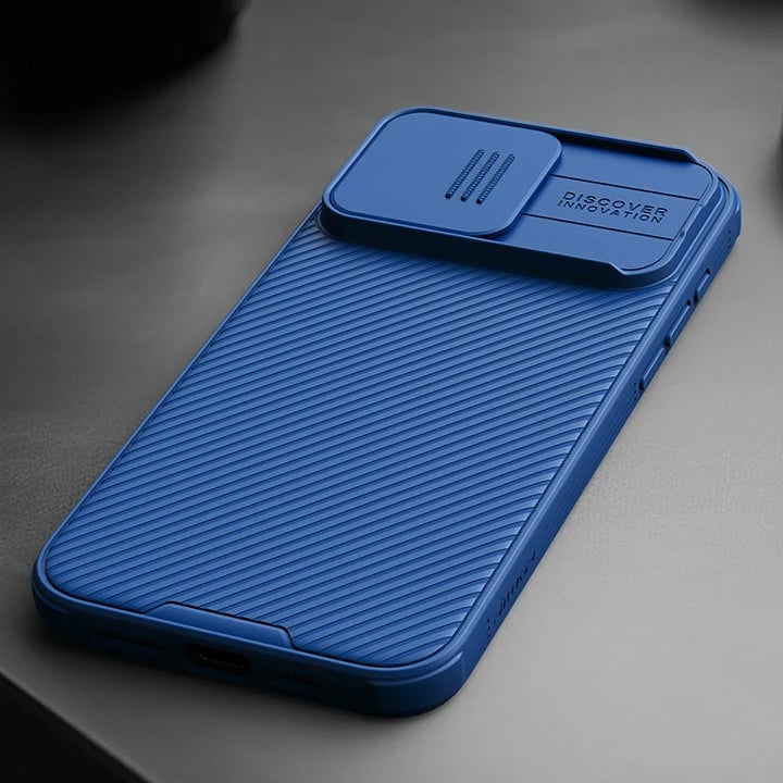 Mbështjellës Nillkin CamShield Pro Magnetic për iPhone 15 Plus, me kapak kamere, i zi