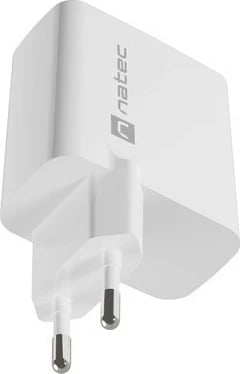 Karikues muri Natec Ribera GAN, 45W, 1x USB-A + 1x USB-C, Bardhë