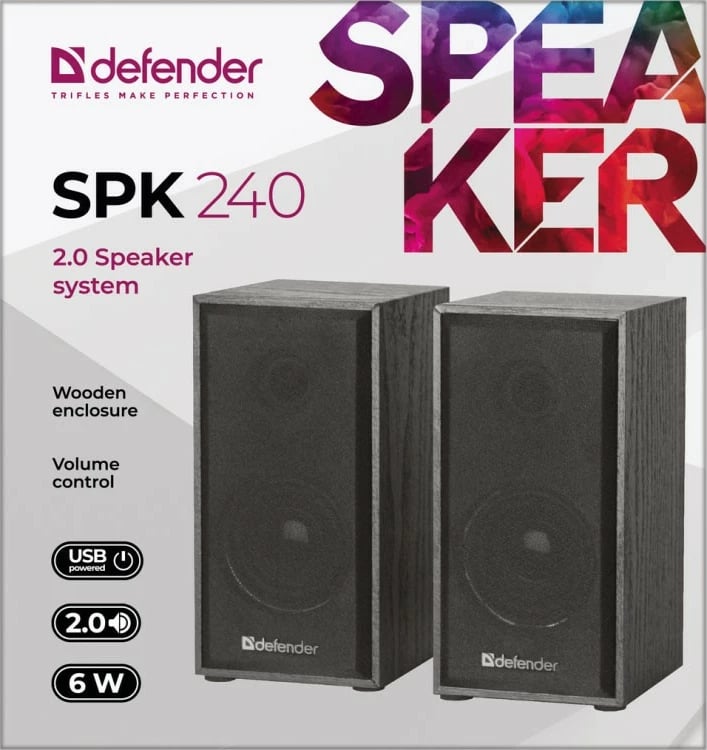 Kasë altoparlantësh Defender SPK-240, 2.0, 6W, USB, E zezë