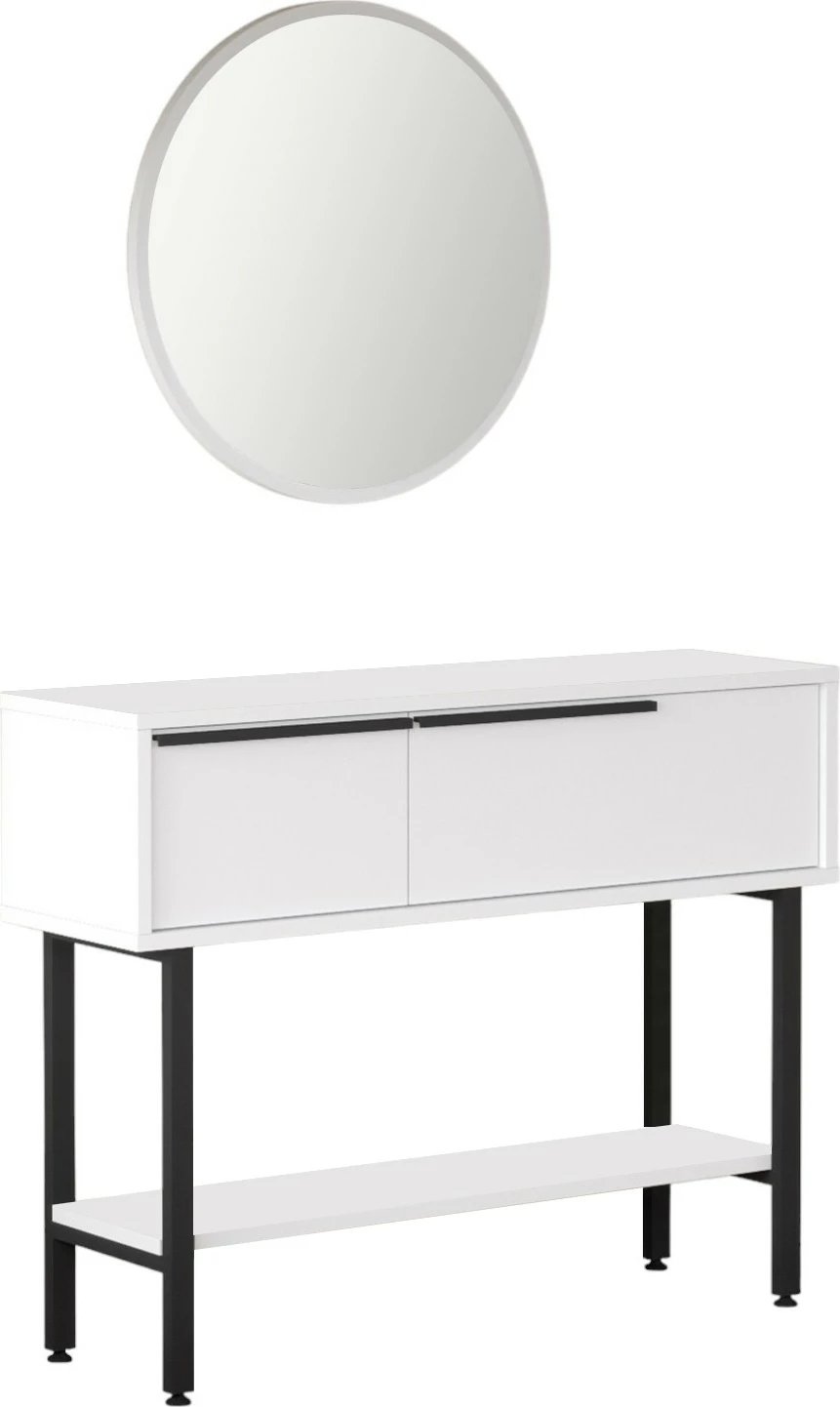 Bufe Hanah Home, On12-W, ngjyrë e bardhë, me pasqyrë