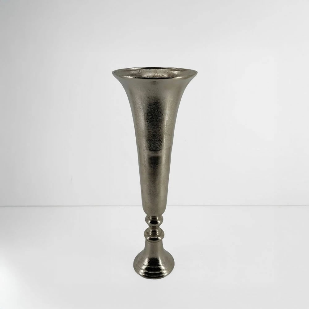 Vazo FLORES, alumin, ngjyrë argjendi, 19x19x55cm