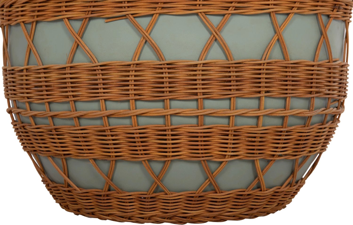 Tavolinë kafeje rrethore VILHENA, fibër-cement, ngjyrë e gjelbër, ratan natyral, FH18165, 56x47cm