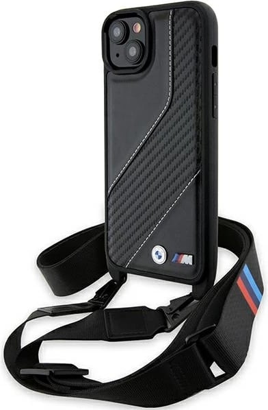 Mbështjellës BMW M Edition Carbon Stripe & Strap për iPhone 15 Plus / 14 Plus, i zi