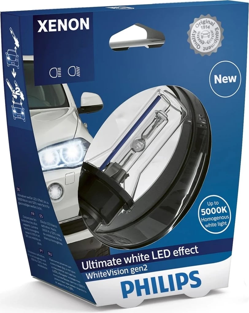 Dritë kokaresh Philips WhiteVision Xenon gen2 85126WHV2S1, e bardhë Dritë kokaresh Philips WhiteVision Xenon gen2 85126WHV2S1, e bardhë