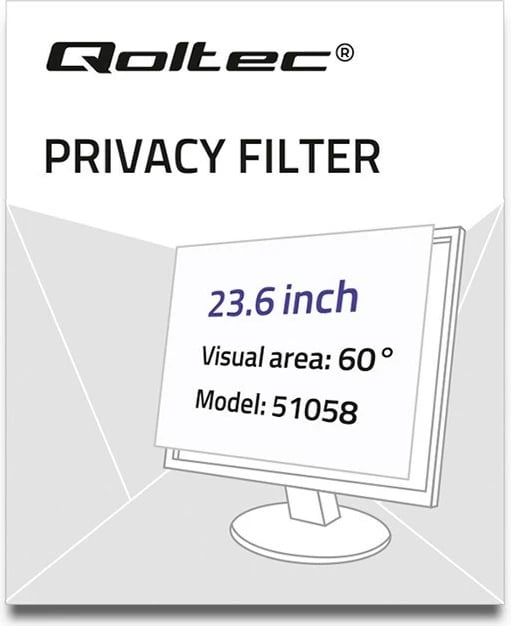 Filtër privatësie për monitor Qoltec 51058, 23.6 inç, 16:9, i zi, për monitor