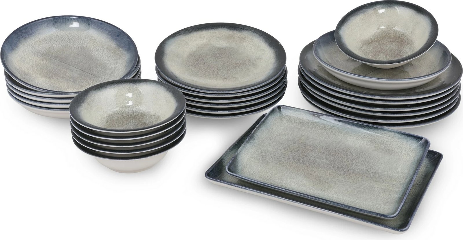 Set enësh për drekë, porcelani, 26 copë, Hermia, BNTS26YS890233, ngjyrë kaltër e errët dhe kafe