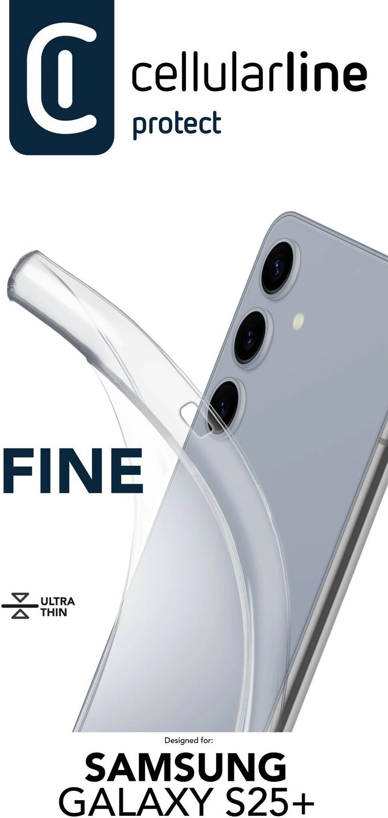 Mbështjellës Cellularline Fine për Samsung Galaxy S25+, transparent