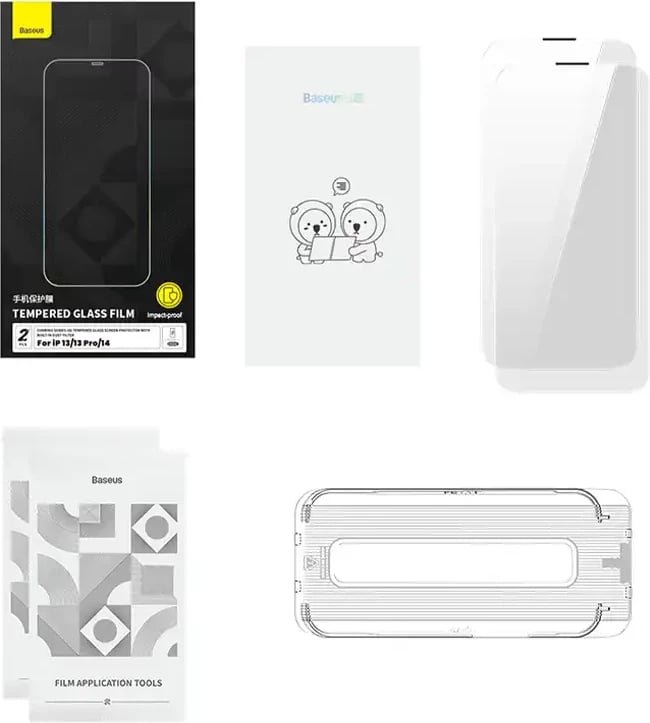 Xham i fortë Baseus Corning për iPhone 13/13 Pro/14 me filtër pluhuri