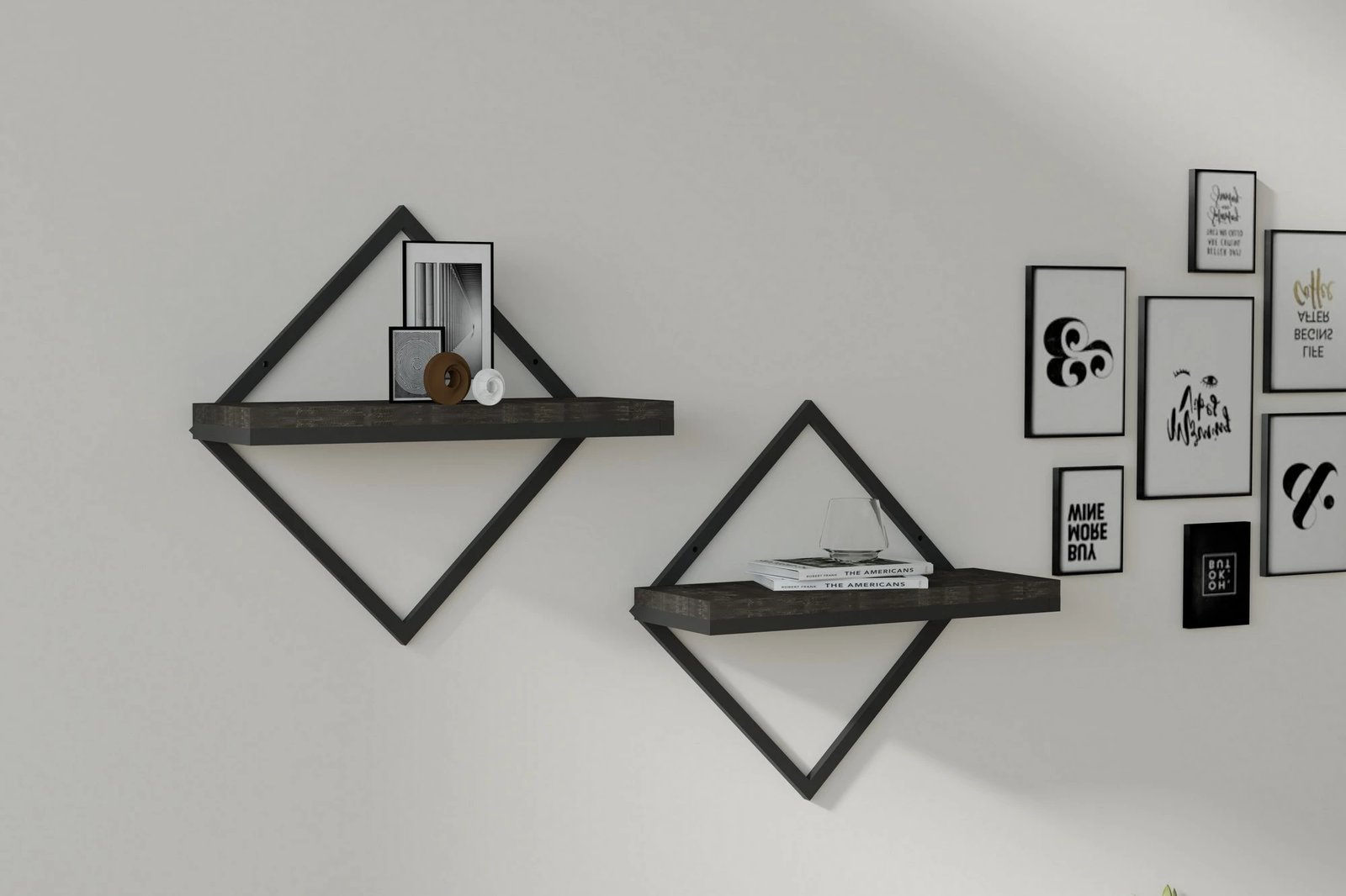 Raft muri Hanah Home, Sezo, antracit, 2 copë