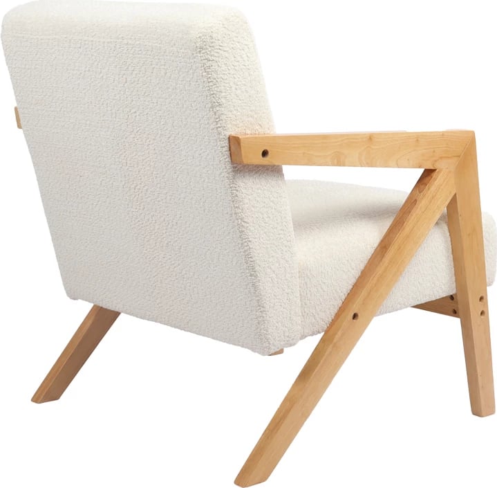 Fotel Garifa, material i bardhë, këmbë ngjyrë natyrale, 79x75x75cm