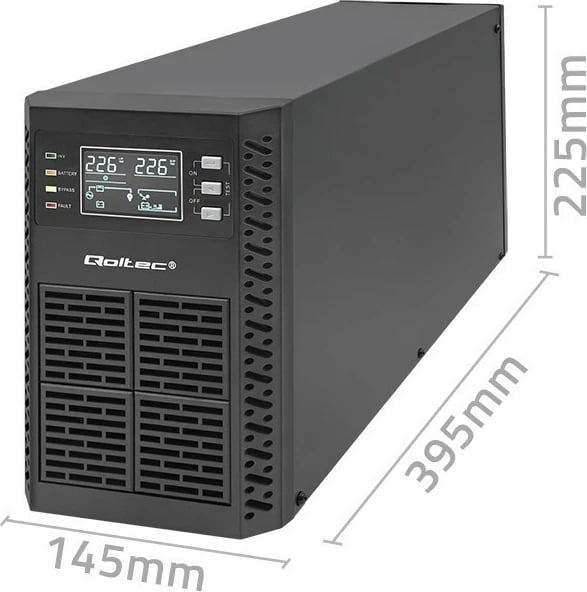 UPS Qoltec 2kVA 2000W, Online, LCD, EPO, USB, i zi