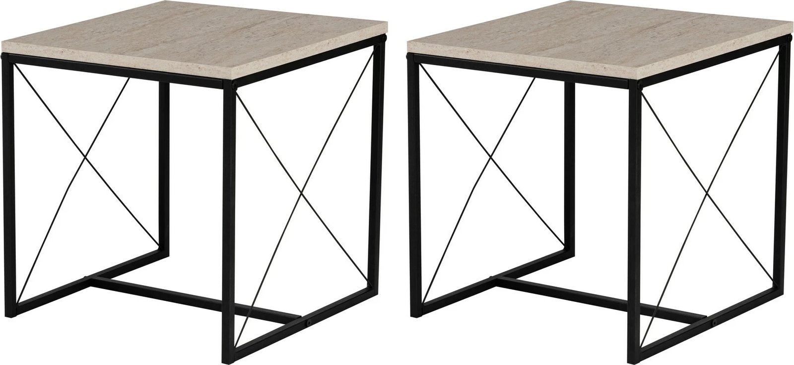 Set tavolinash kafeje Hanah Home, Defne, e zezë, travertin