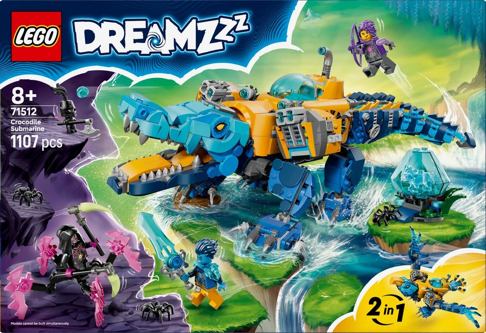 Set LEGO DREAMZzz 71512 Crocodile-Submarine, 1107 pjesë, 2-në-1, 8+