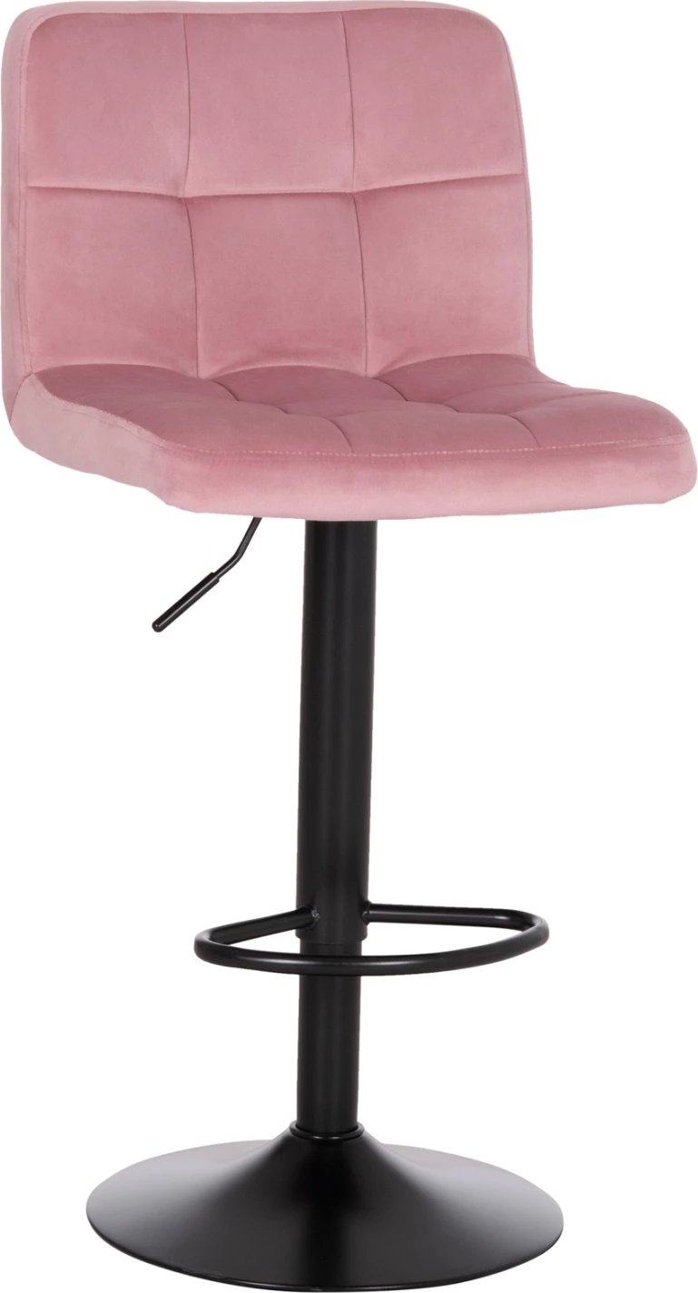 Karrige për bar rrotulluese DIANA, kadife rozë e zbehtë, metal i zi mat, FH202.42, 44x52x109cm, set prej 2 copësh