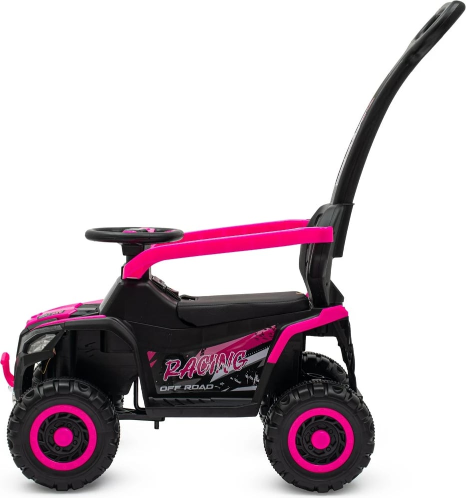 makinë lodër elektrike ride-on, Baby Mix, Ruggy, motor 18W 6V, me shufër shtytëse prindërore, kapacitet 30 kg, rozë