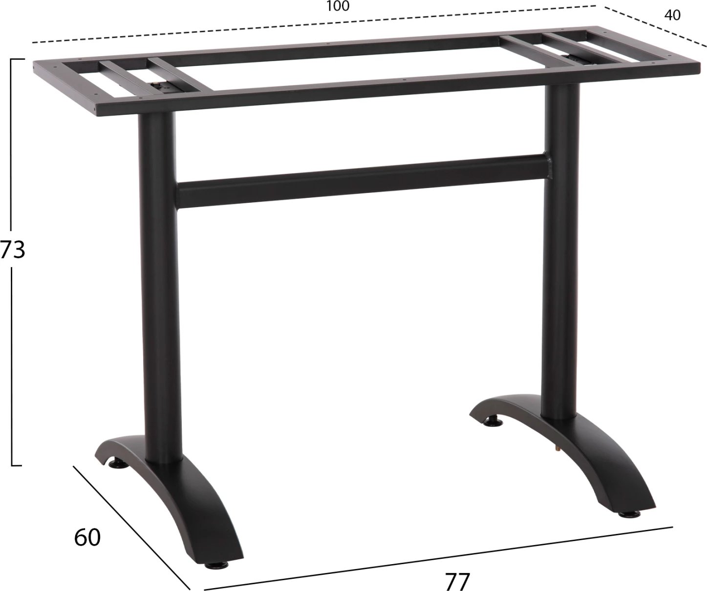 Bazë për tavolinë, metalike, ngjyrë e zezë mat, FH461.11, 100x40x73 cm