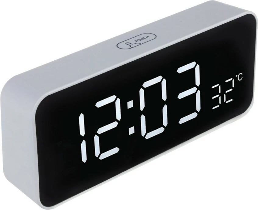Orë alarmi GreenBlue GB397 me termometër, e bardhë