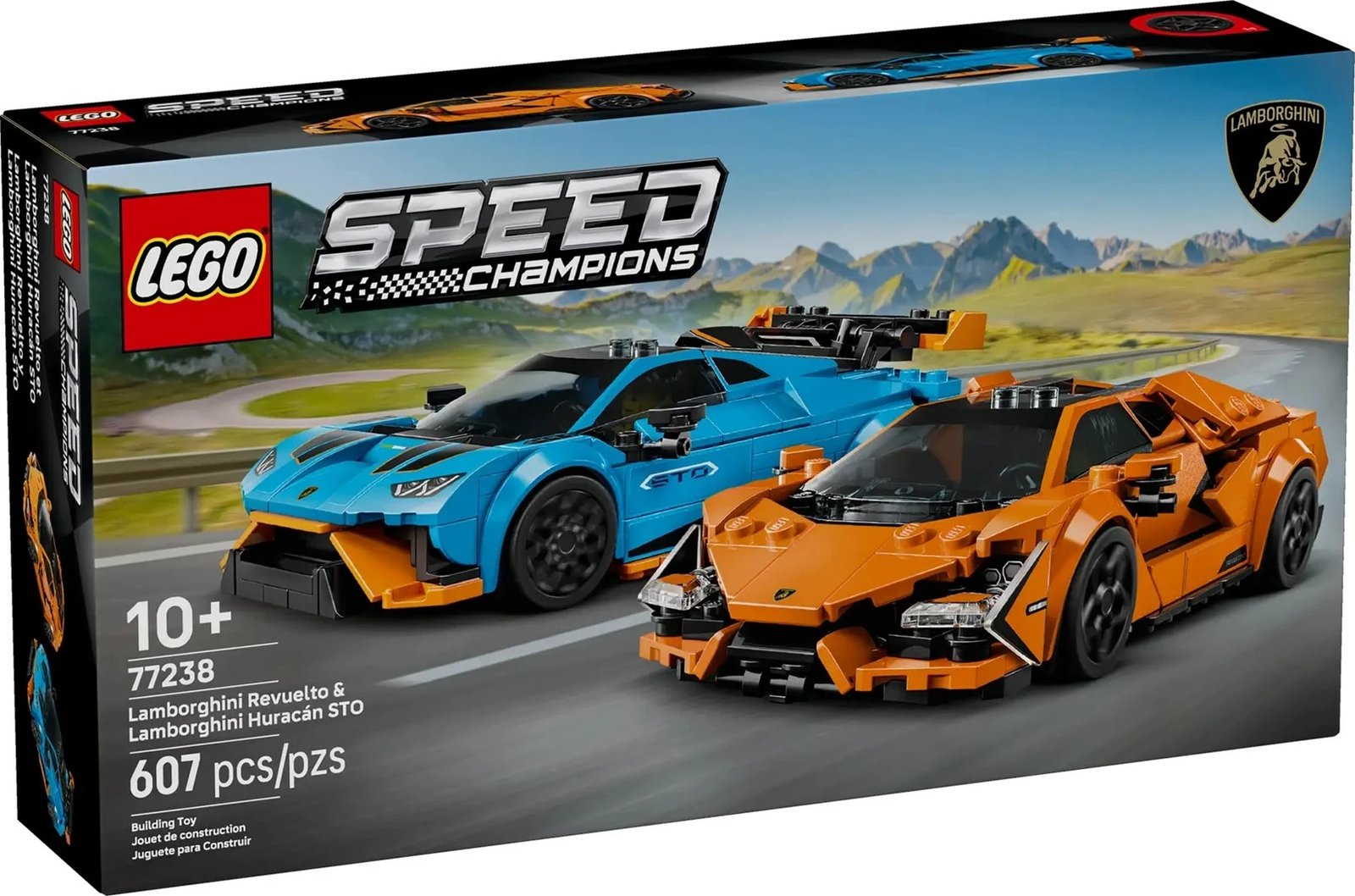 Set LEGO Speed Champions 77238 Lamborghini Revuelto & Huracán STO, 607 pjesë
