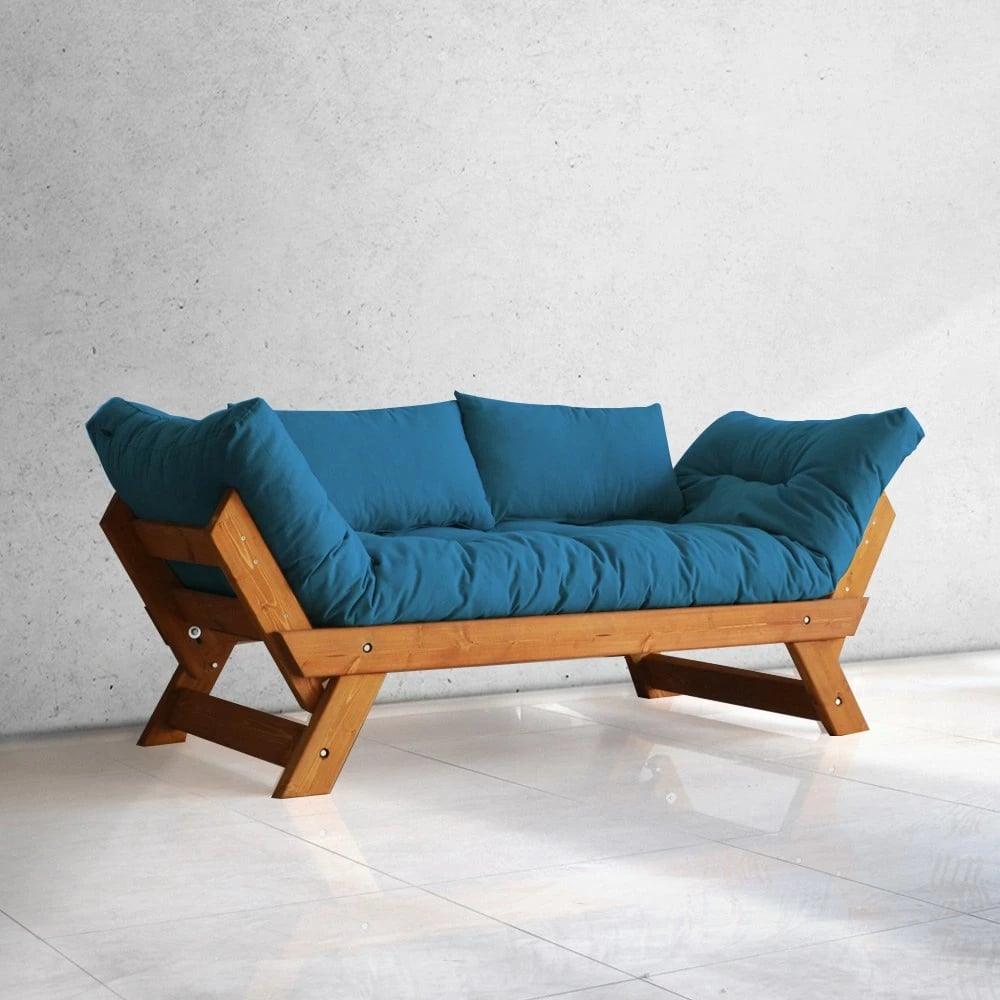 Divan për kopsht, dy vende, ngjyrë teak dhe kaltër, Skye Decor, CPT8104-210