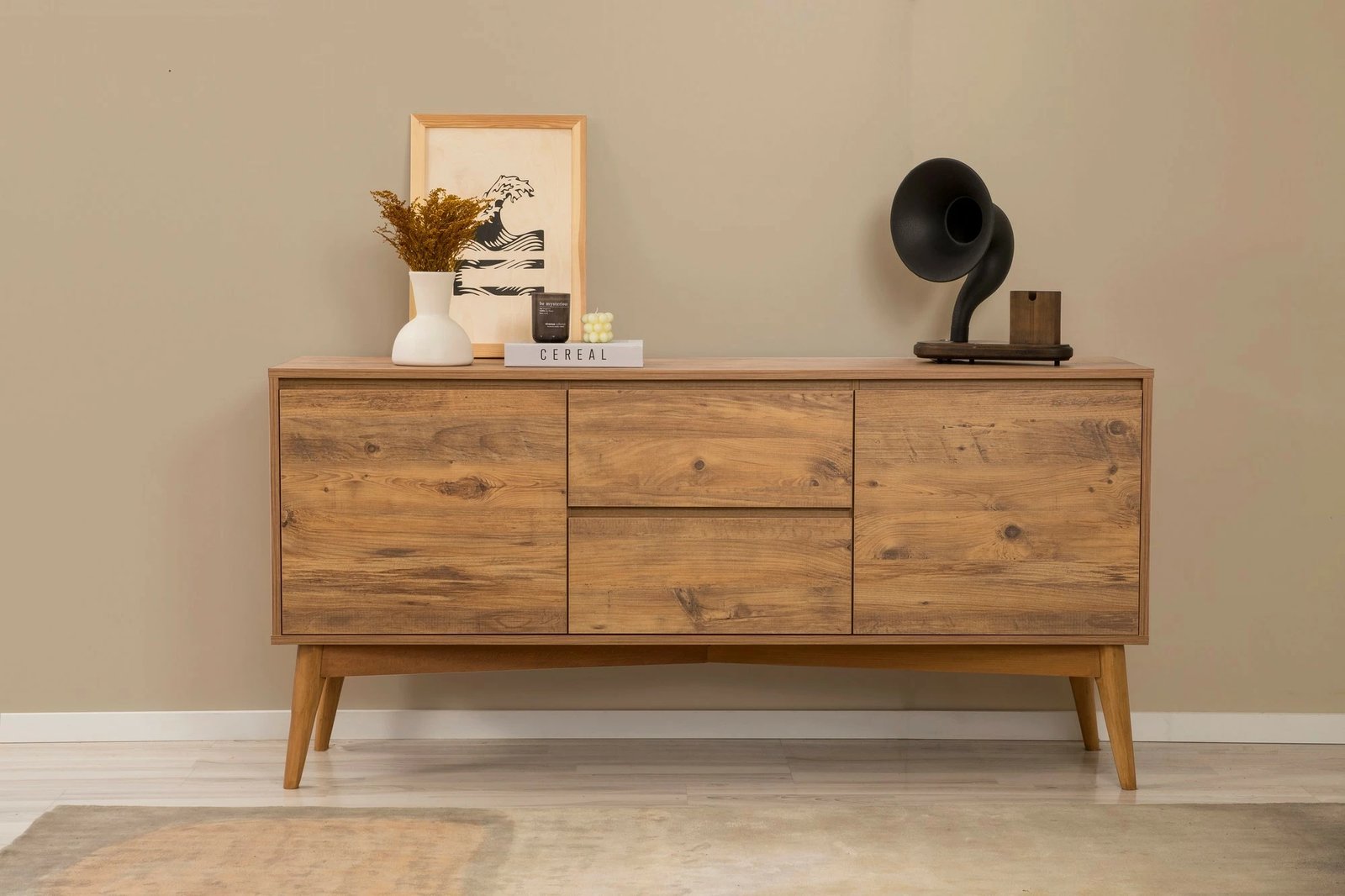 Set tavoline me karrige, konsolë, i zgjatshëm, 7 pjesë, Skye Decor, Vina 03 0701, ngjyrë Atlantic Pine, gri