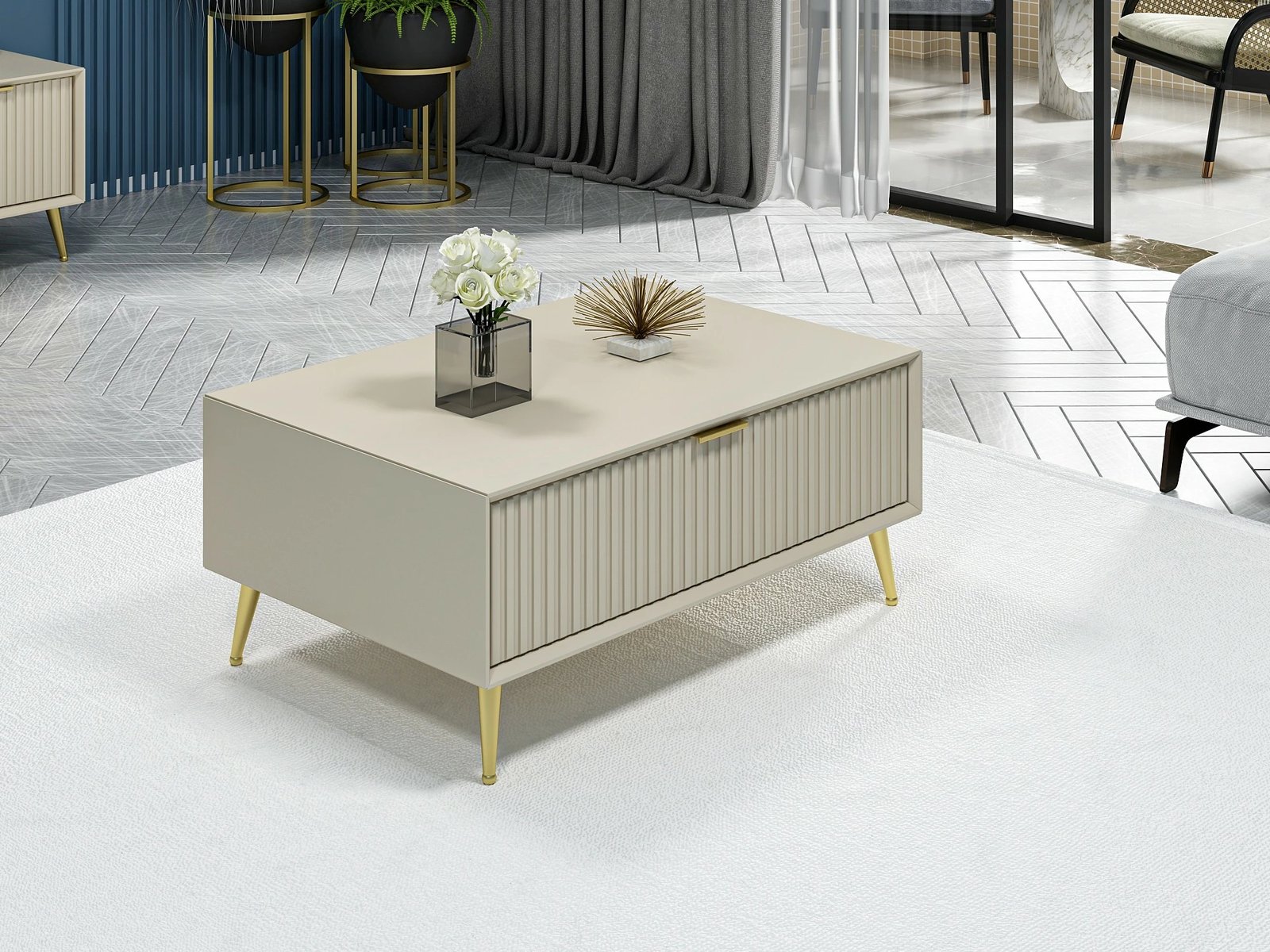 Tavolinë e ulët Hanah Home, ngjyrë rëre, Luxe