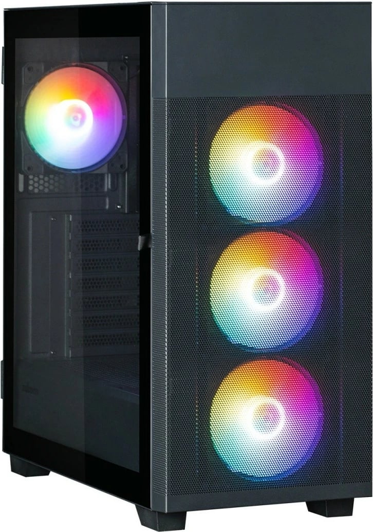 Kasë Zalman S5 NEO Black, ATX Mid Tower, 4 ventilatorë RGB, xham i temperuar, e zezë