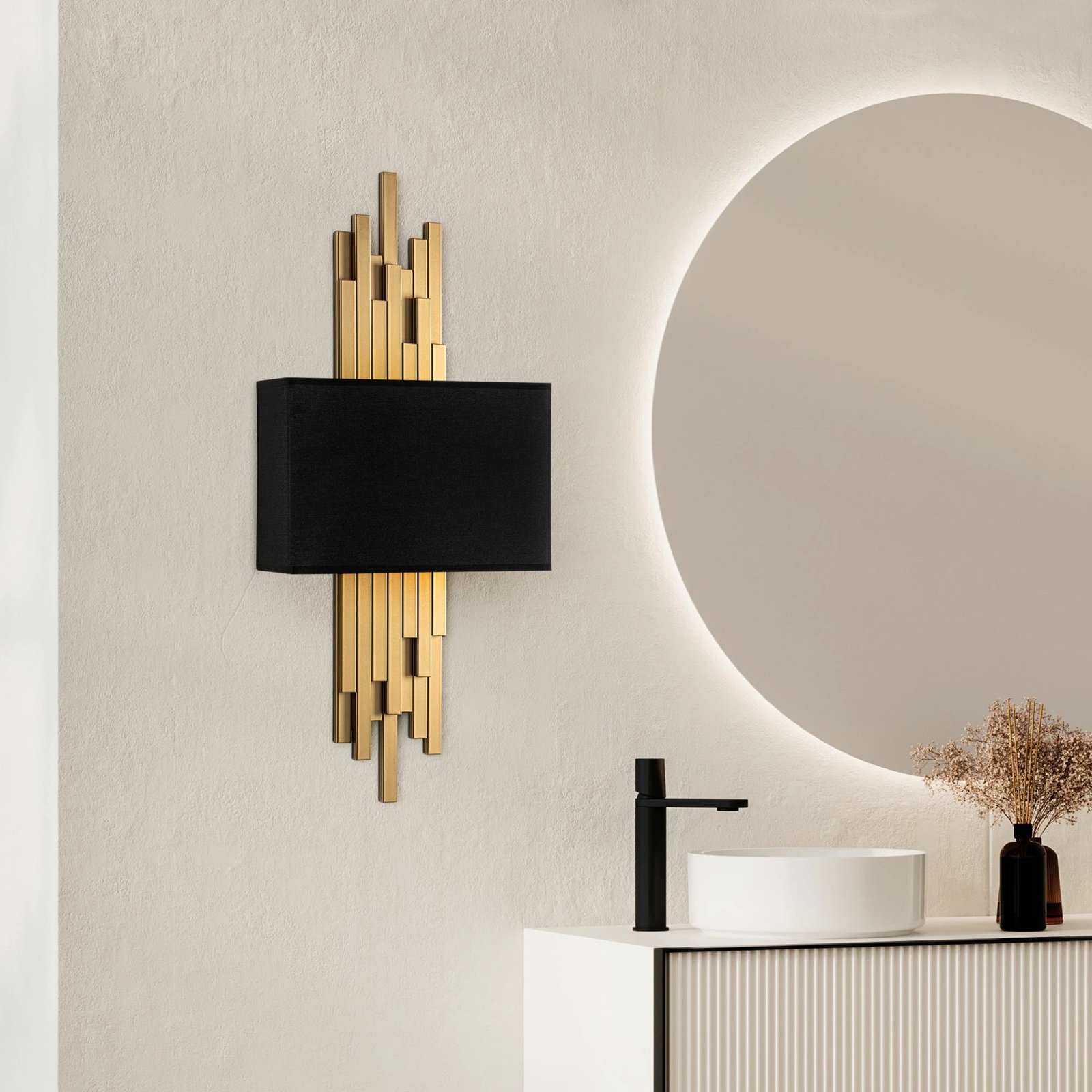 Llambë muri Opviq, Axıs - 15114, metal dhe tekstil, ngjyrë ari dhe e zezë