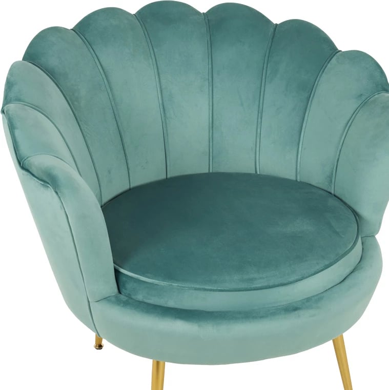 Fotel Daimon kadife, ngjyrë fëstëku, këmbë ari, 79x74x78cm