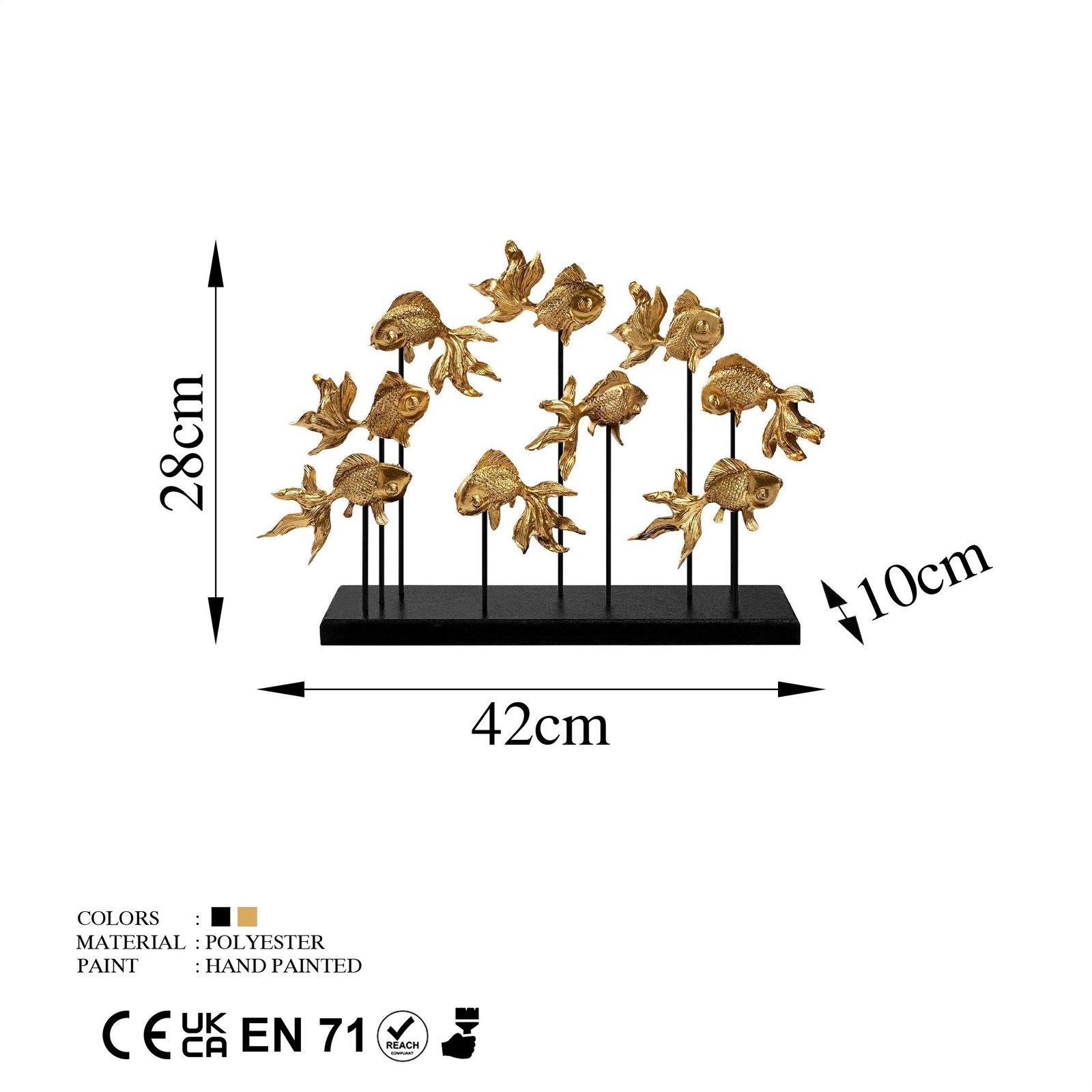 Objekt dekorativ GOLDFISH 1, ngjyrë ari, Evila Originals