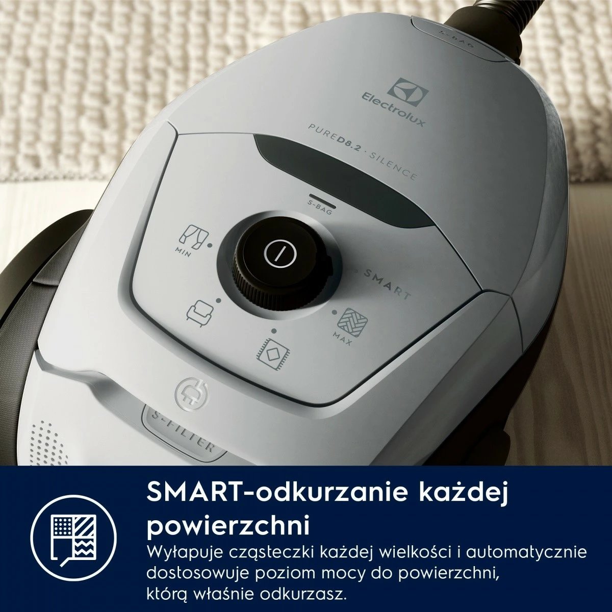 Fshesë me korrent me qese, Electrolux Pure D8 PD82-4MG SILENCE, 600W, 3.5L, HEPA, rreze 12 m, 57 dB, gri, me aksesorë