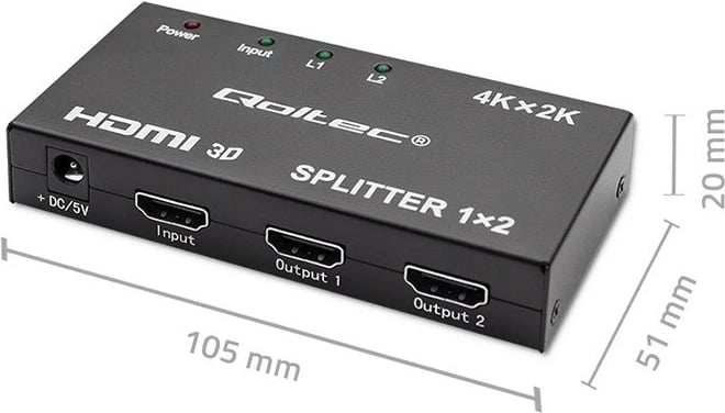 Splitter HDMI aktiv Qoltec 51796, 2 x HDMI, 4K x 2K, i zi