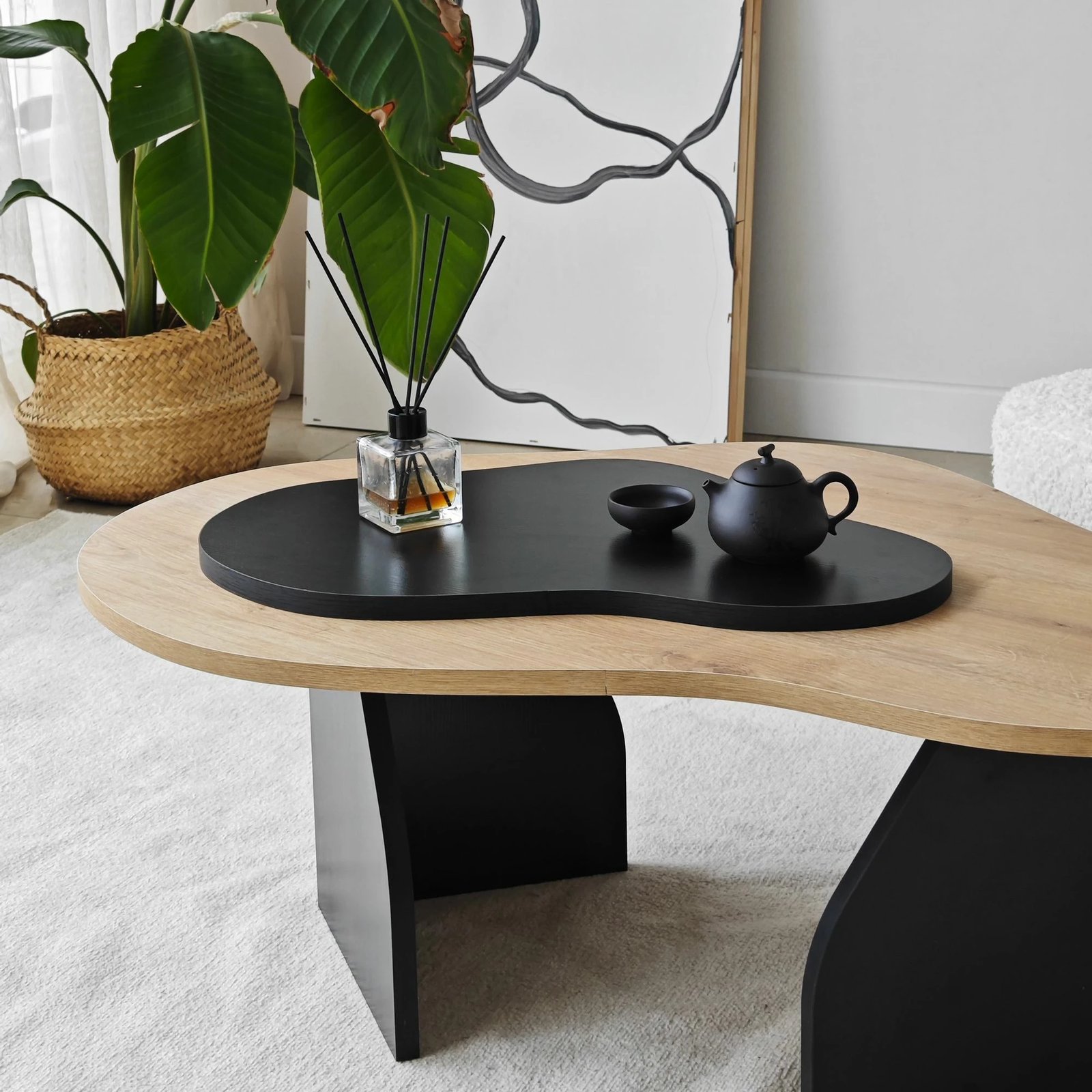 Tavolinë kafeje Hanah Home, ngjyrë lisi safir dhe e zezë