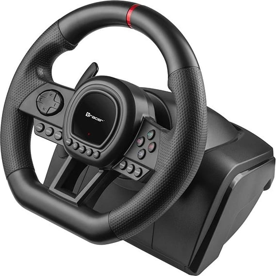 Set timoni gaming Tracer SimRacer Manual Gearbox 6in1, me marsh manual dhe pedale, për PC/PS4/PS3/Xone/X360/Switch, i zi