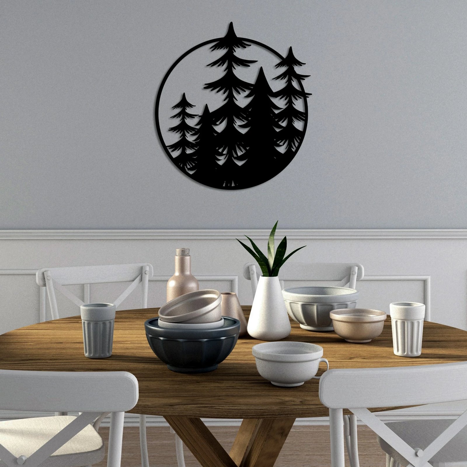 Aksesor dekorativ metalik për mur, Wallity, pemë, madhësia L