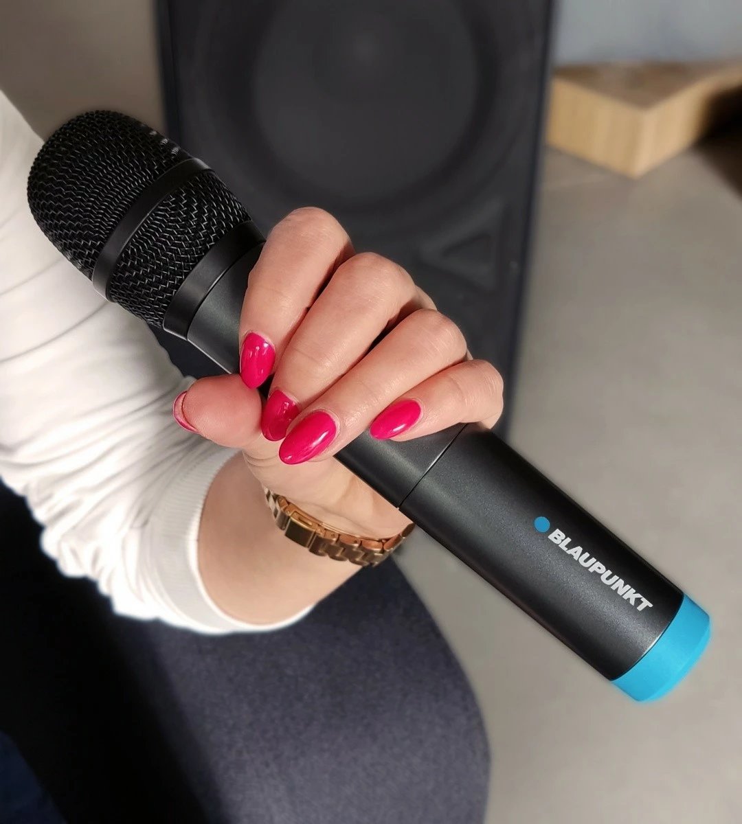 Mikrofon pa tela Blaupunkt WM40U, UHF, me marrës, zi/blu