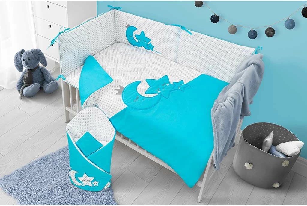 Set shtrati për bebe, Belisima, Magic Stars, 100x135 cm, 5 pjesë, tirkiz