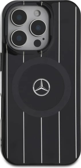 Mbështjellës Mercedes MB Double Layer Crossed Lines MagSafe për iPhone 16 Pro, Zi