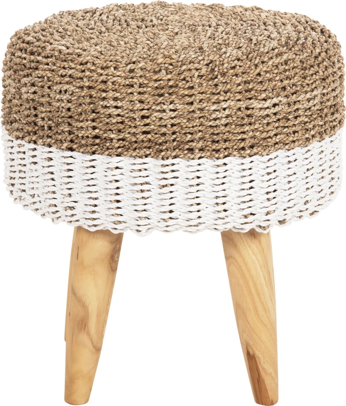 Karrige për bar BEAM, dru tik dhe rush deti, natyrale & e bardhë, Φ42x46H cm