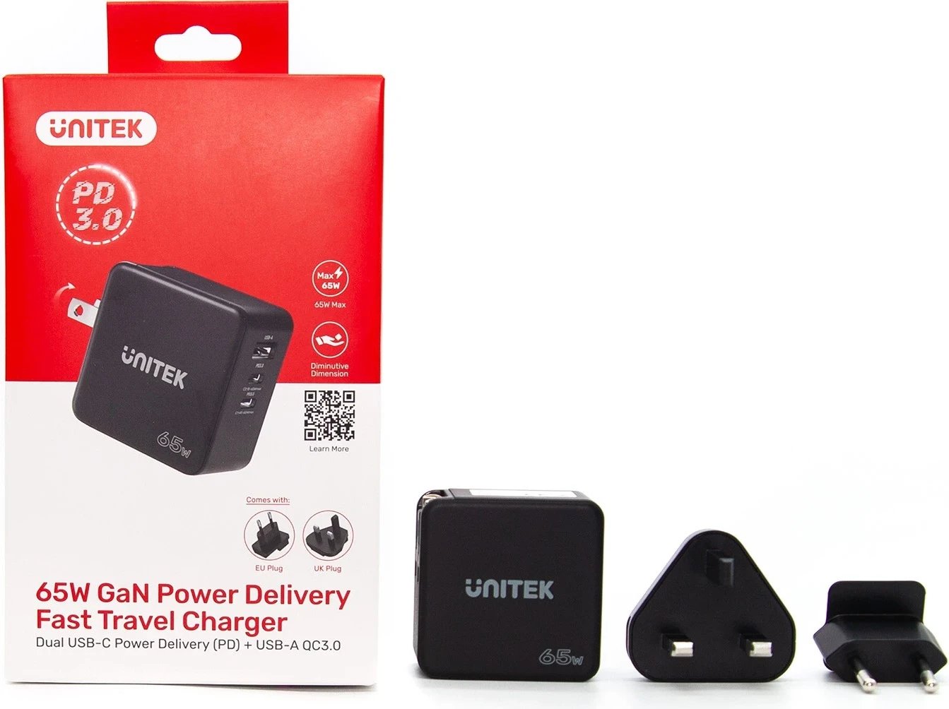Karikues udhëtimi, Unitek GaN, PD 65W, me 3 porta, i zi Karikues udhëtimi, Unitek GaN, PD 65W, me 3 porta, i zi