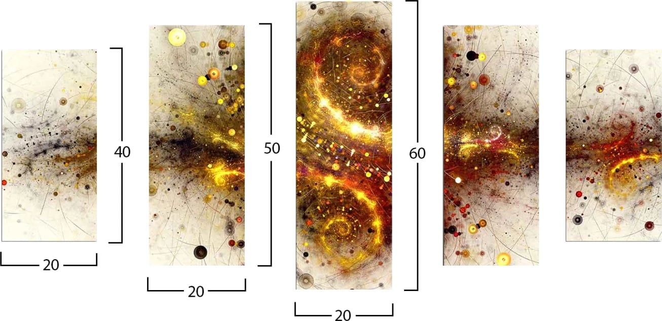 Pikturë dekorative 5 pjesëshe, dizajn eksplozioni, MDF, FH7206.07, 100x60x0.3cm