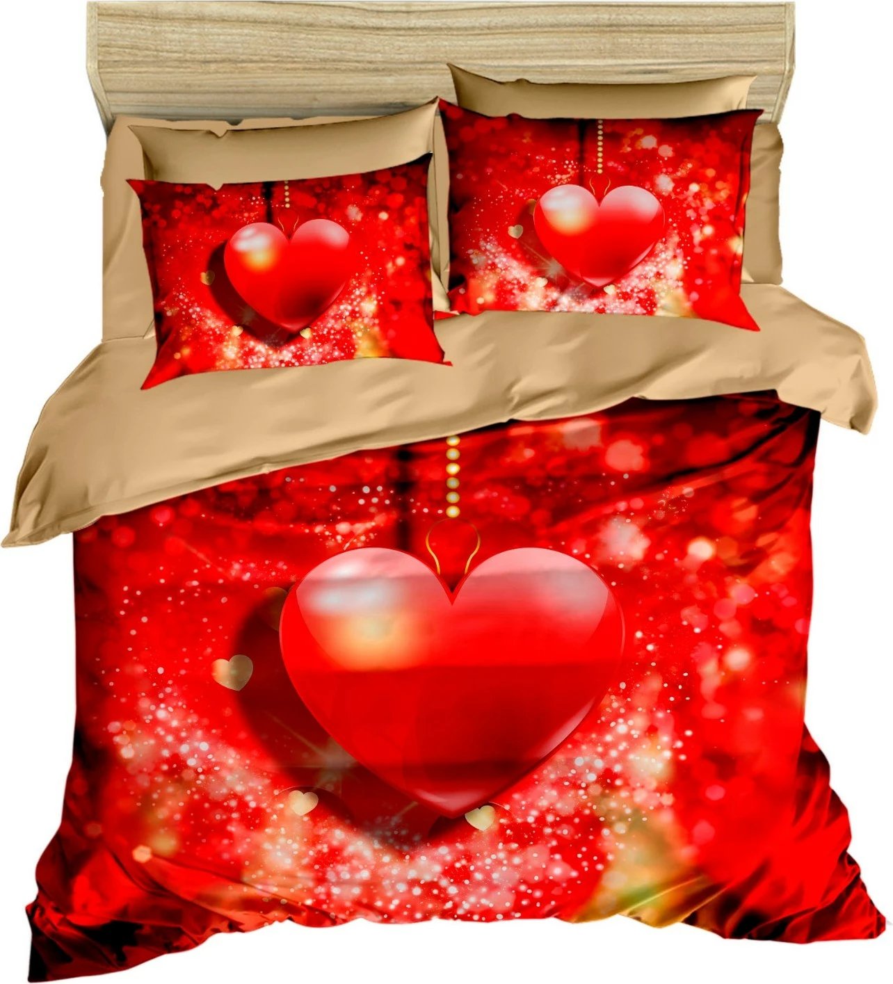 Set mbulesë për jorgan king size, L'essentiel, ngjyrë e kuqe dhe ari, 3 pjesë, 240x220cm