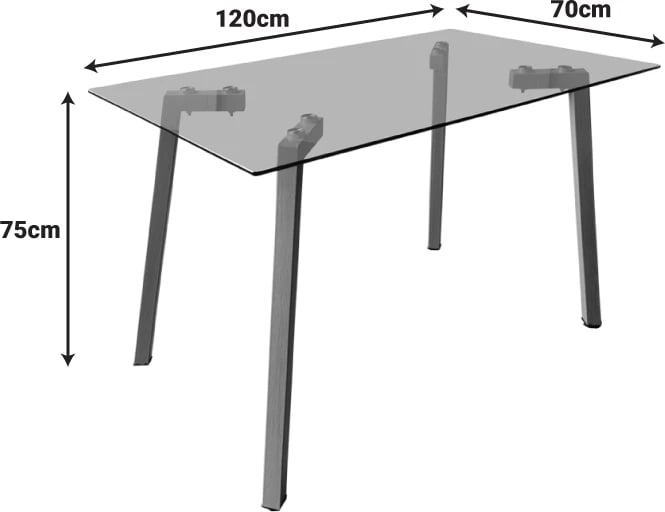 Set tavolinë me karrige Ariadne, ngjyrë e bardhë, tavolinë Titta xham, 120x70x75cm, 5 pjesë
