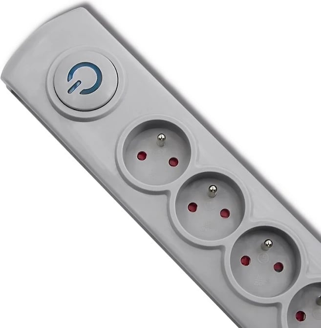 Mbrojtës nga rrymat Qoltec, me 5 priza, 3 metra, gri