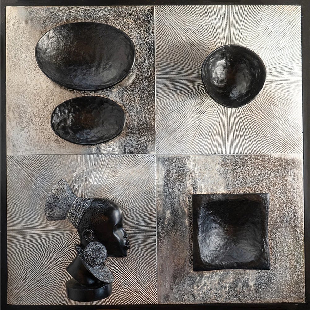 Enë dekorative freeform, alumin, e zezë, 25x17x8 cm