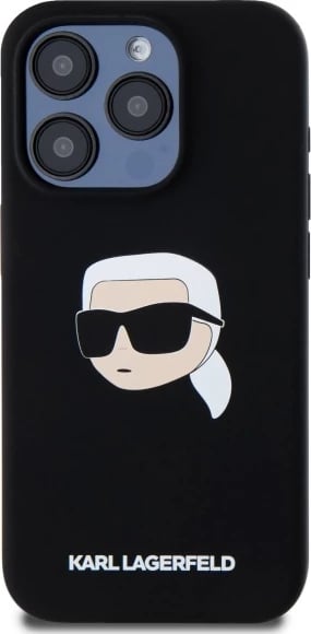Mbështjellës Karl Lagerfeld KLHMP15XSKHPPLK për iPhone 15 Pro Max 6.7", silikon, MagSafe, i zi