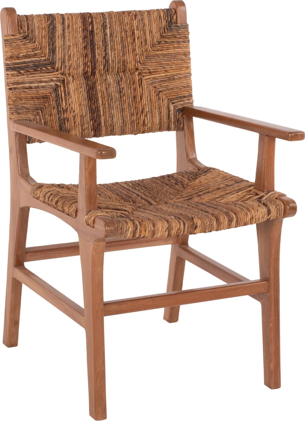 Karrige për ngrënie me krahë, dru tik dhe rush, ngjyrë arre-bezhë, FH9400.01, 54x58x86,5 cm