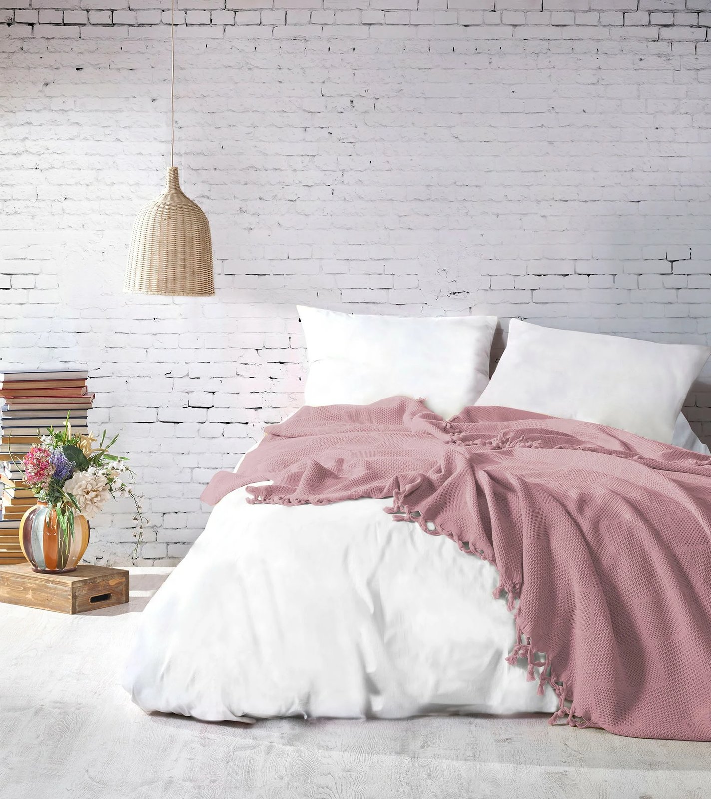 Çarçaf Double Pique, Mona, ngjyrë pluhur, 220x240cm